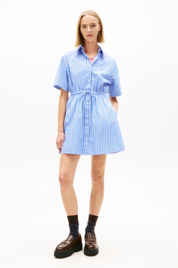 Tommy Jeans GESTREEPTE RELAXED FIT POPLIN OVERHEMDJURK DW0DW20617 0A5 EMPIRE BLUE/STRIPE