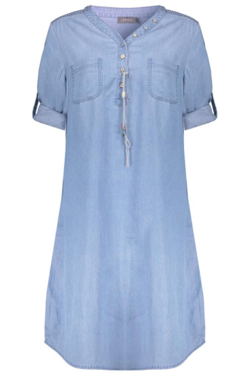 Geisha Jurk DRESS LYOCELL ROPES JET Bleached Denim