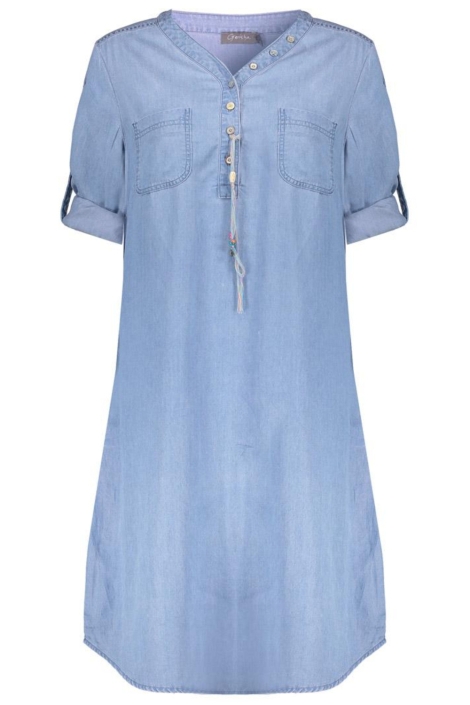 Geisha blauwe dames jurk | Vooraanzicht