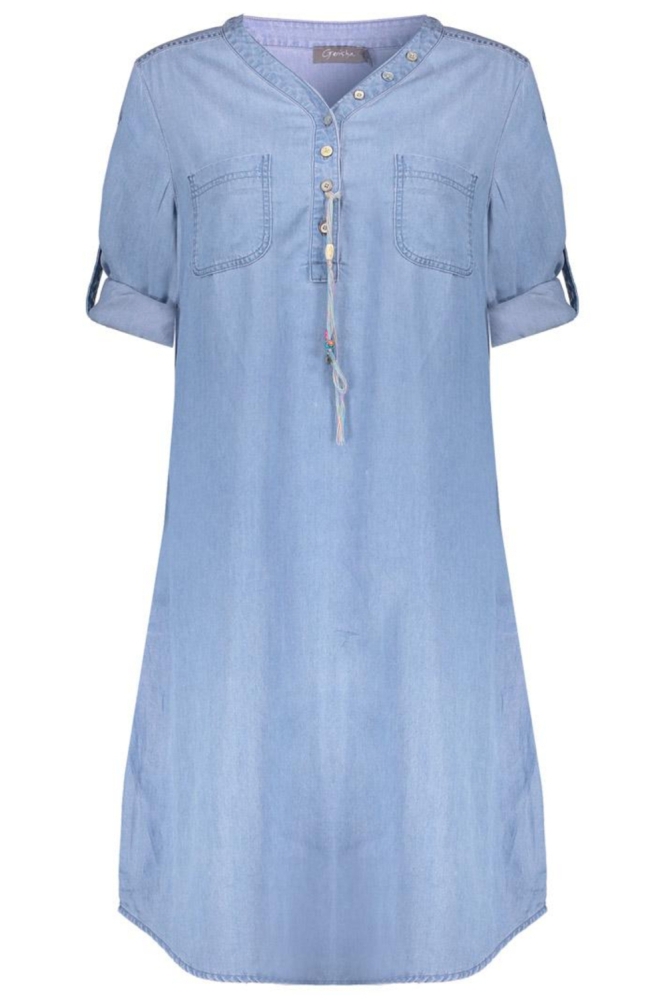 Geisha blauwe dames jurk | Vooraanzicht