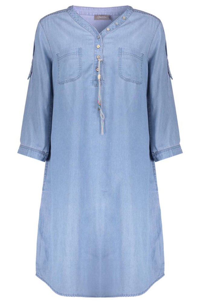 Geisha blauwe dames jurk | Vooraanzicht