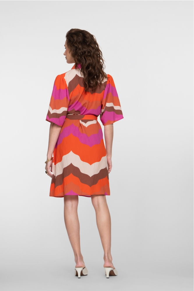 Geisha multi color dames jurk | Model achteraanzicht