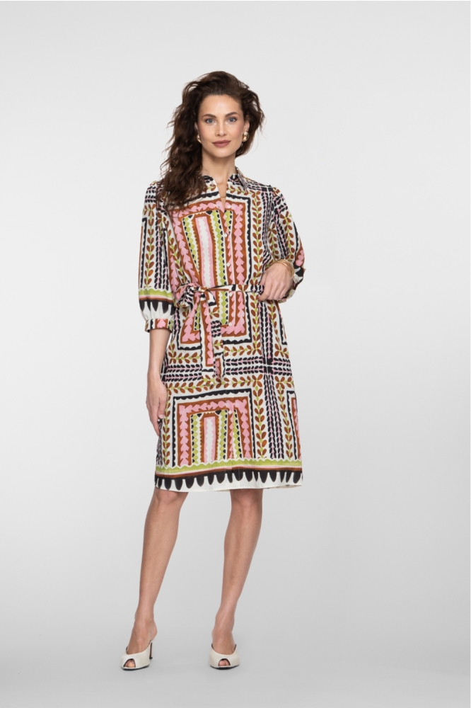 Geisha multi color dames jurk | Model vooraanzicht