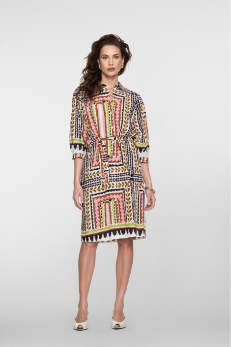 Geisha multi color dames jurk | Model vooraanzicht