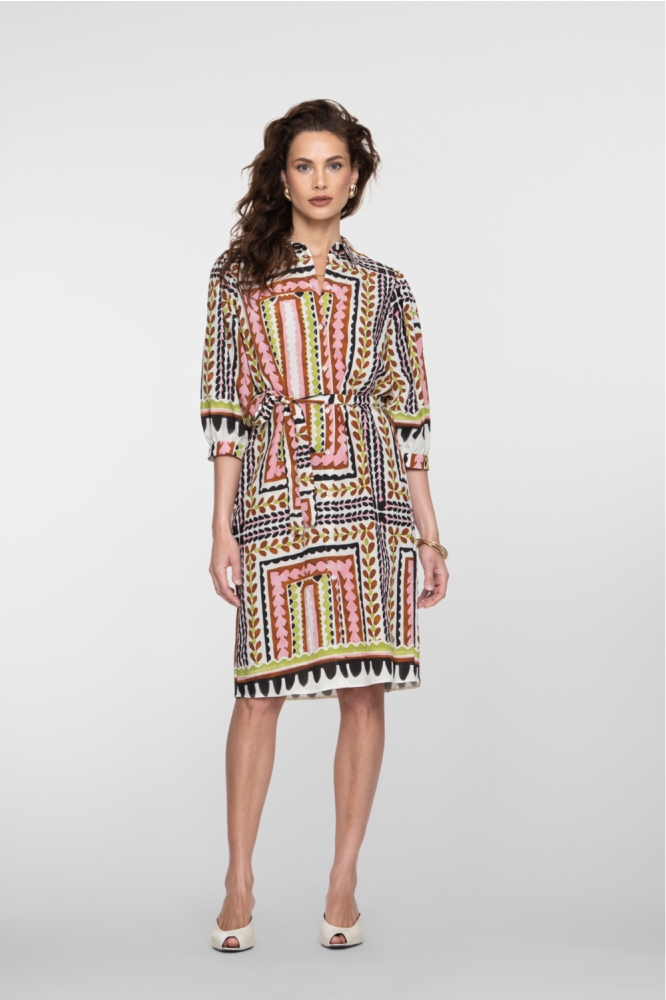 Geisha multi color dames jurk | Model vooraanzicht