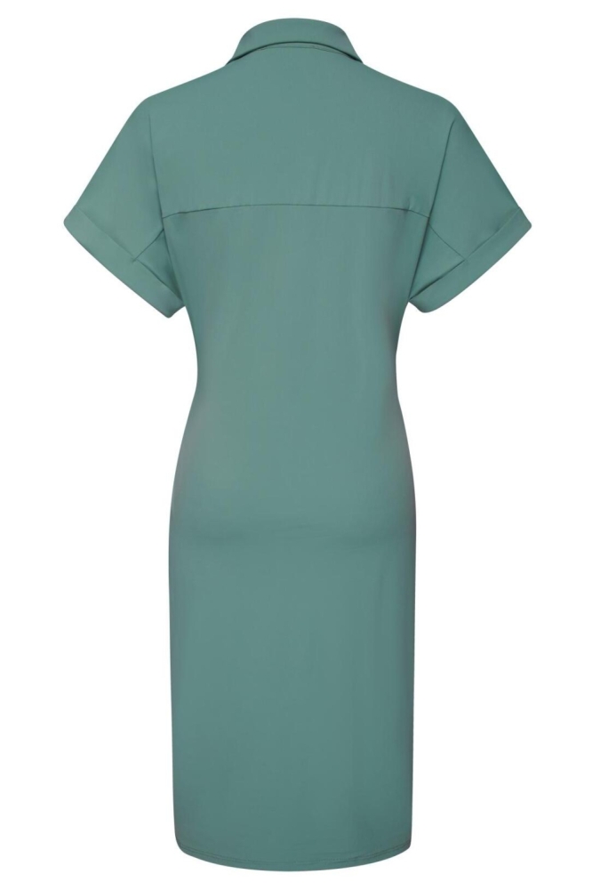 Kimara groene dames jurk | Model achteraanzicht