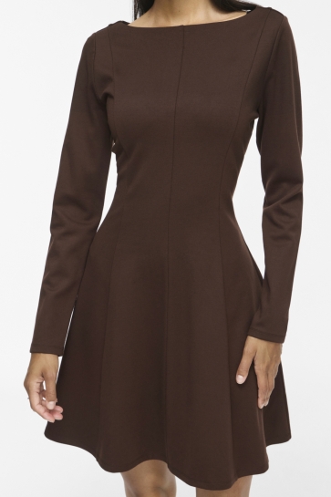 Vila Jurk VISIBA BOAT NECK L/S DRESS - NOOS 14120510 Coffee Bean