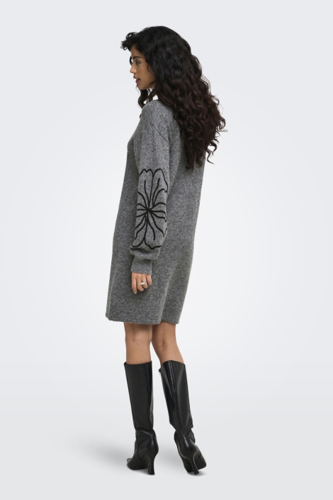Jacqueline de Yong grijze dames jurk | Model achteraanzicht