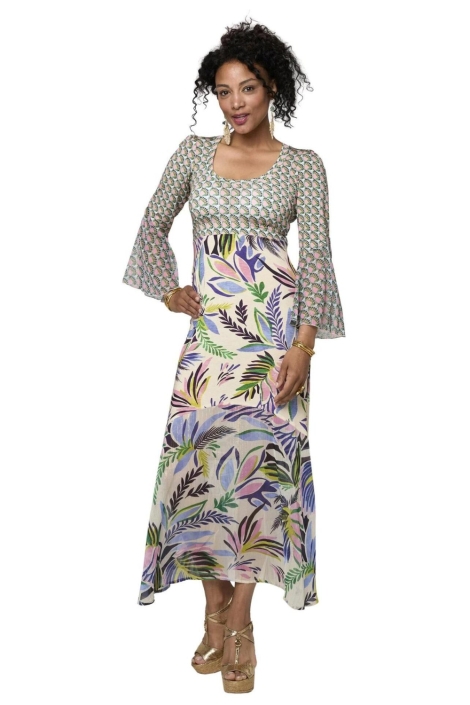 Tessa Koops multi color dames jurk | Model vooraanzicht