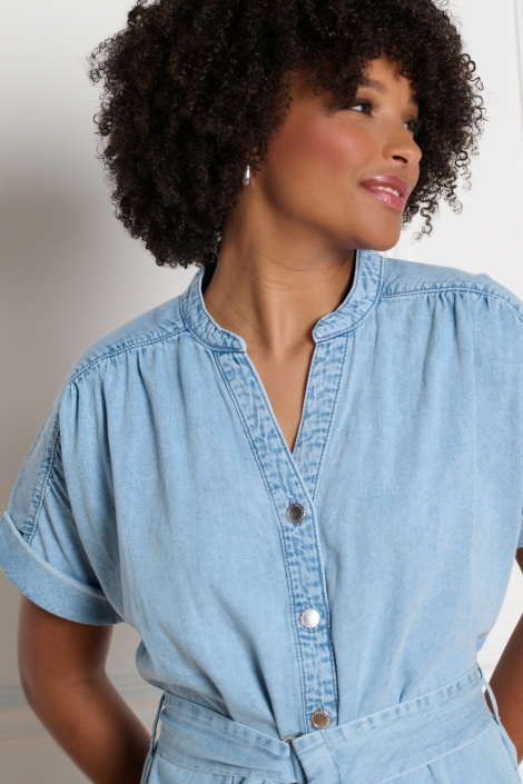 LolaLiza blauwe dames jurk | Close up