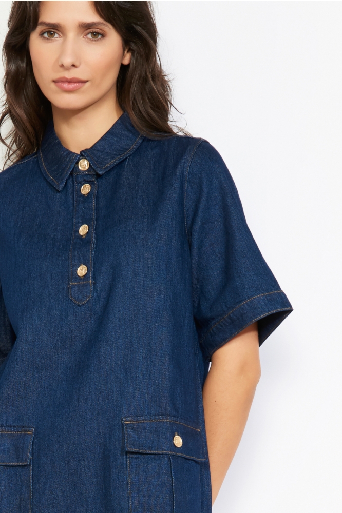 LolaLiza blauwe dames jurk | Close up