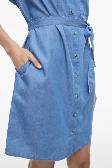 Vila blauwe dames jurk | Close up