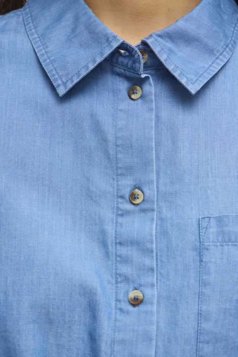 Vila blauwe dames jurk | Close up