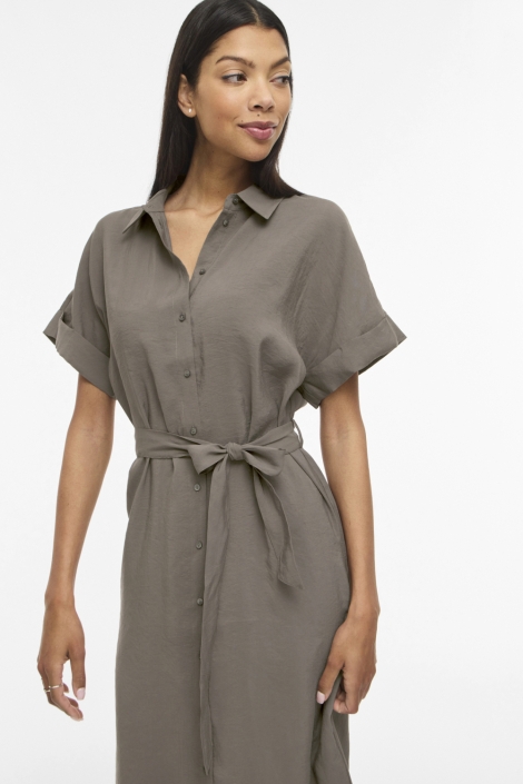 Vila camel dames jurk | Close up