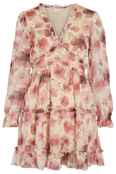 Vila beige dames jurk | Vooraanzicht