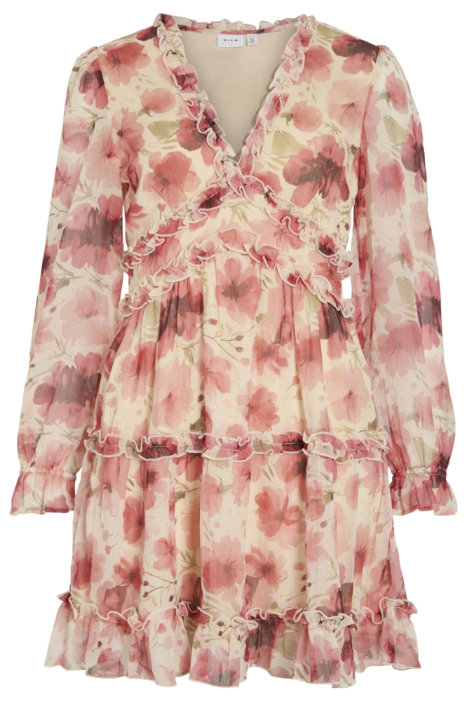 Vila beige dames jurk | Vooraanzicht