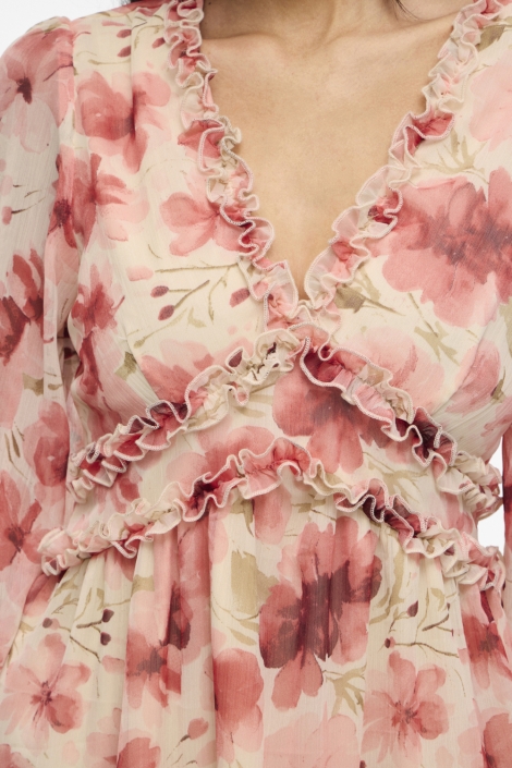 Vila beige dames jurk | Close up