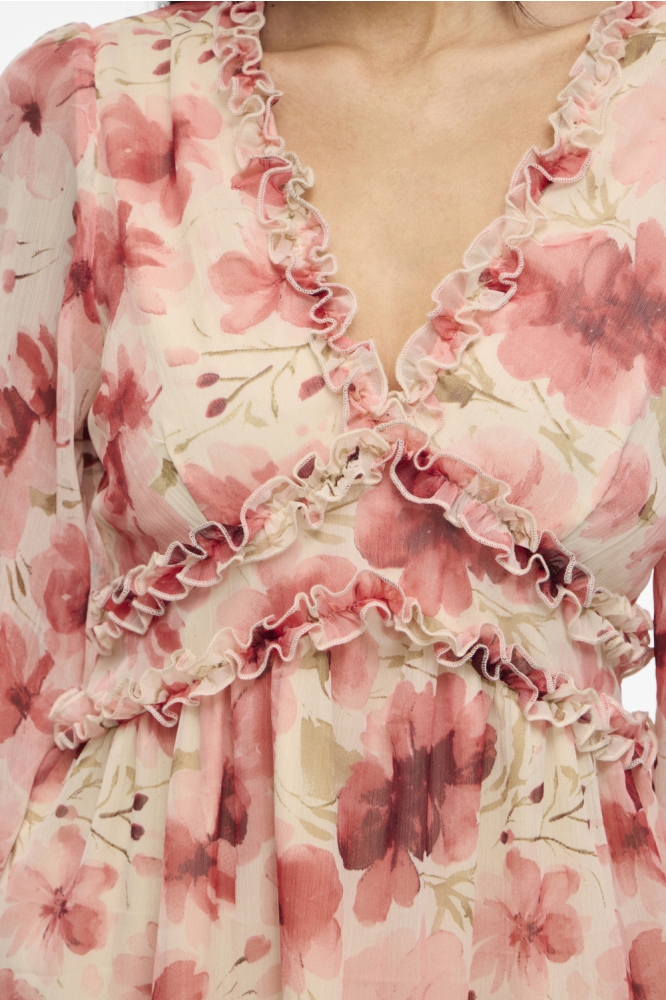 Vila beige dames jurk | Close up