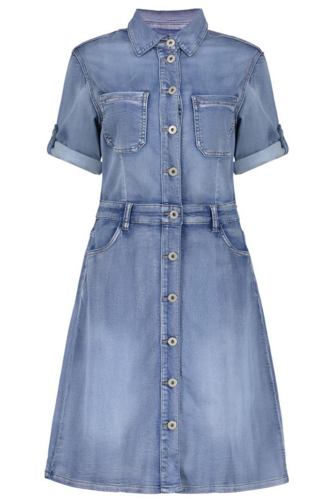 Geisha blauwe dames jurk | Vooraanzicht