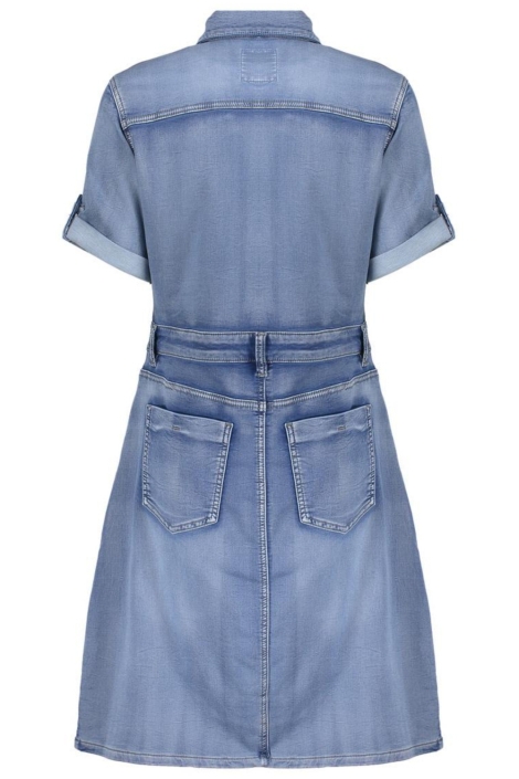 Geisha blauwe dames jurk | Achteraanzicht