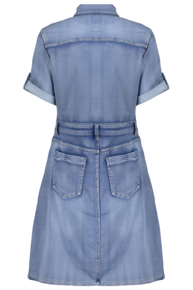 Geisha blauwe dames jurk | Achteraanzicht