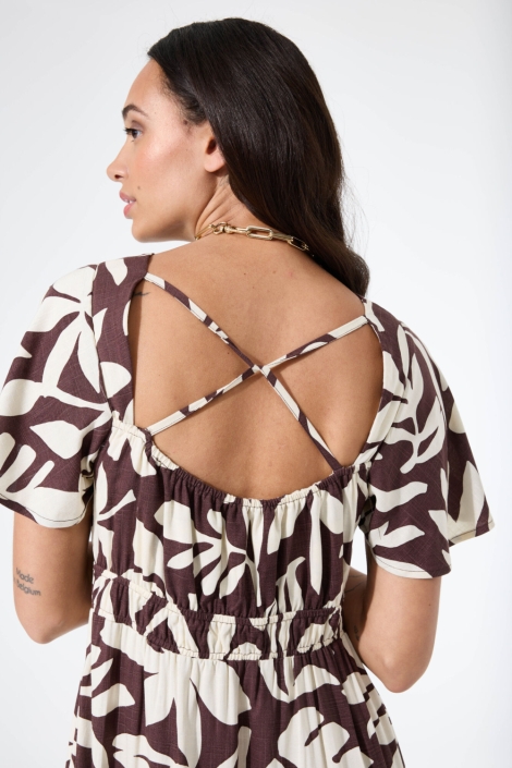 Garcia bruine dames jurk | Vooraanzicht