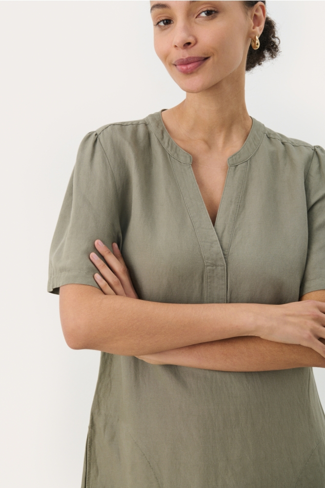 Part Two groene dames jurk | Close up