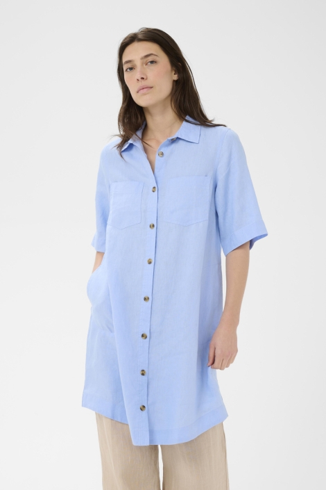 Part Two blauwe dames jurk | Model vooraanzicht