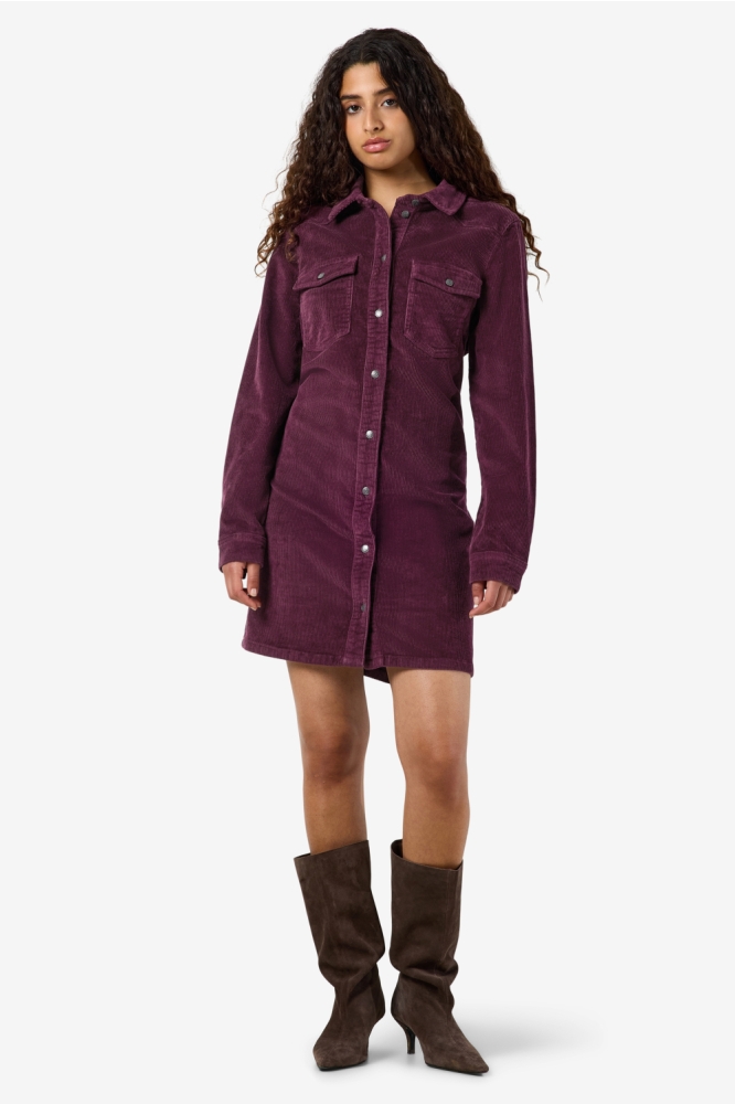 Noisy may bordeaux dames jurk | Model vooraanzicht