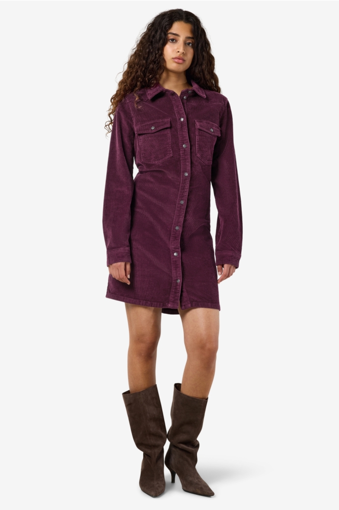 Noisy may bordeaux dames jurk | Model vooraanzicht