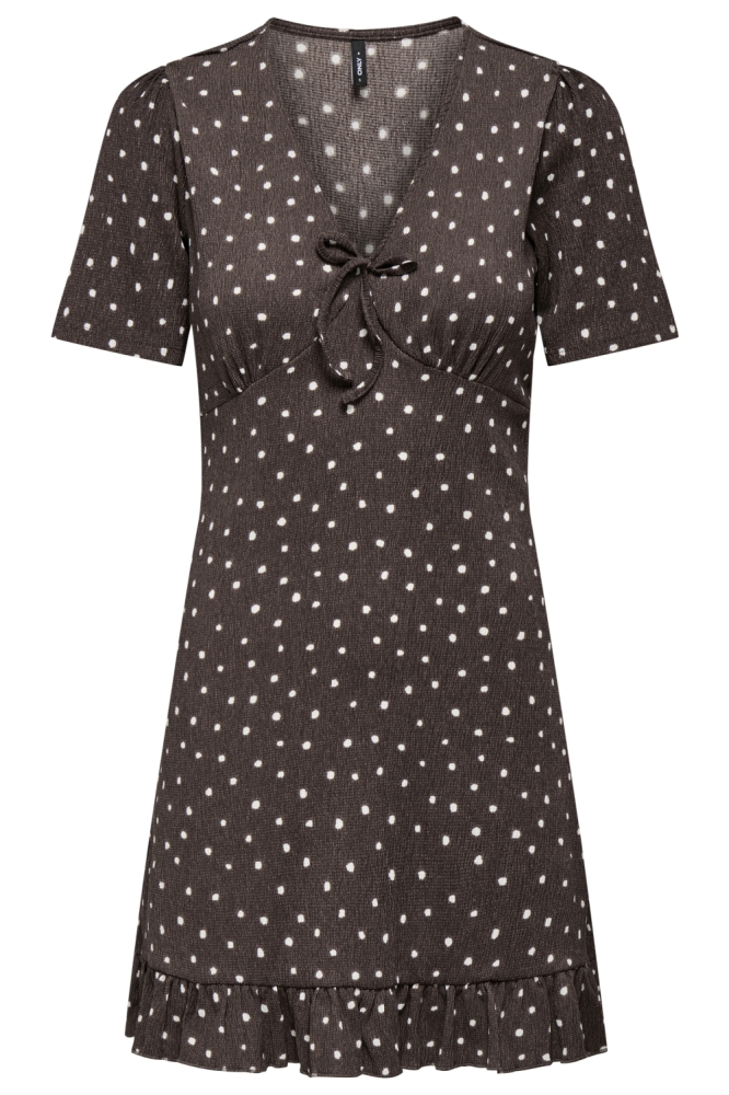 Only bruine dames jurk | Vooraanzicht