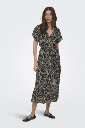 Only Jurk ONLZILLA ADELE SS LONG DRESS NOOS W 15357778 BLACK/KATTY ANIMAL