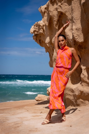 Geisha Jurk JURK MET TROPISCHE PATRONEN 67358 70 000445 FUCHSIA/ORANGE