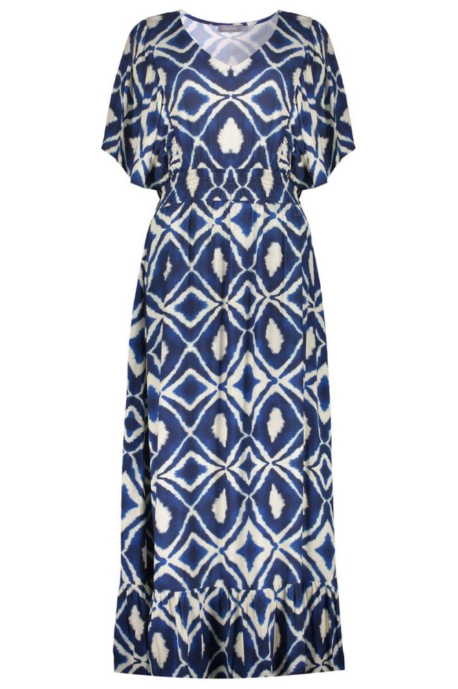 Geisha blauwe dames jurk | Vooraanzicht