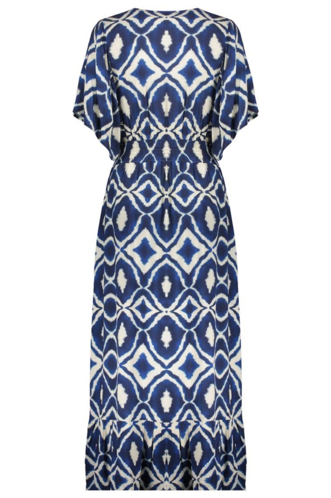 Geisha blauwe dames jurk | Achteraanzicht