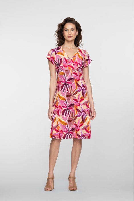 Geisha multi color dames jurk | Model vooraanzicht