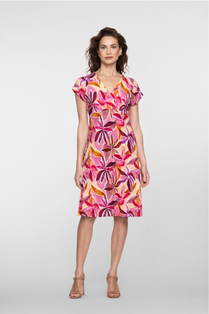 Geisha multi color dames jurk | Model vooraanzicht