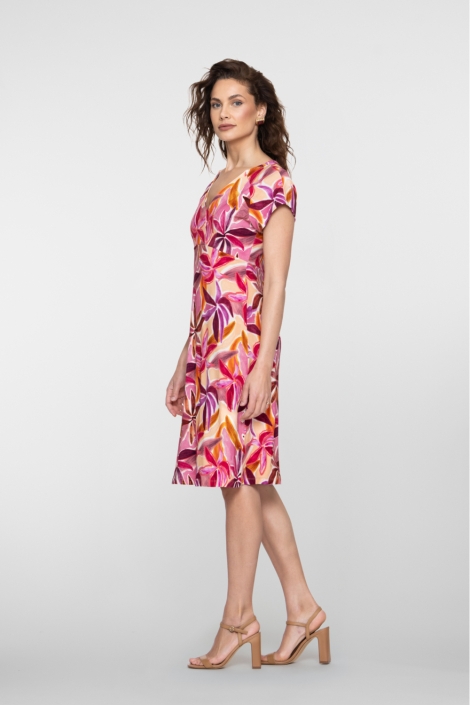 Geisha multi color dames jurk | Model zijaanzicht