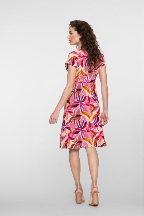 Geisha multi color dames jurk | Model achteraanzicht