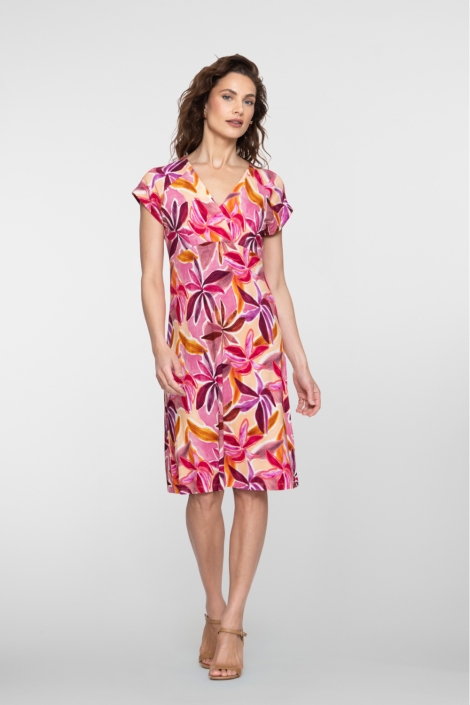 Geisha multi color dames jurk | Model vooraanzicht