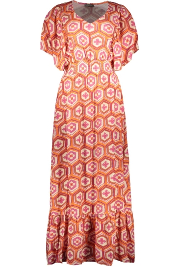 Geisha Broek JURK MET GRAFISCH PATROON 67117 20 000718 ECRU/ORANGE/CASSIS