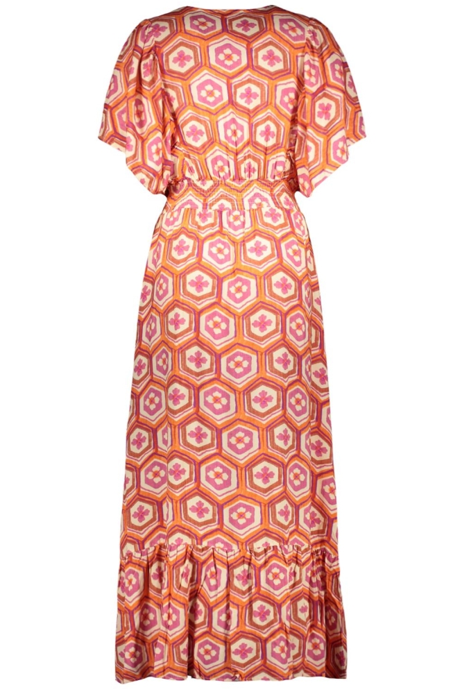 Geisha oranje dames jurk | Achteraanzicht