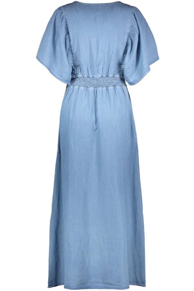 Geisha blauwe dames jurk | Achteraanzicht