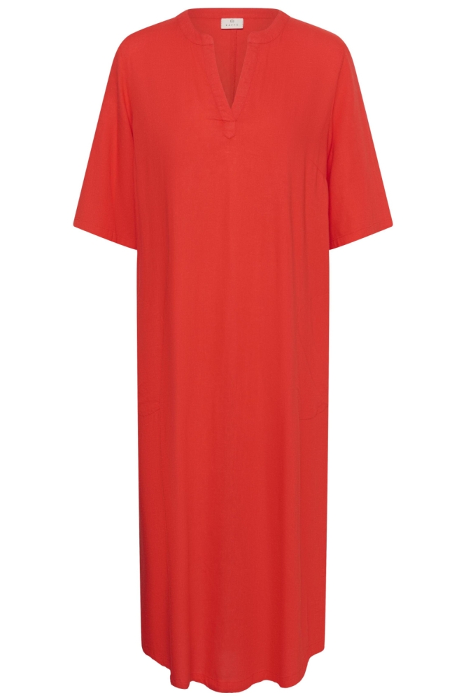 Kaffe rode dames jurk | Vooraanzicht