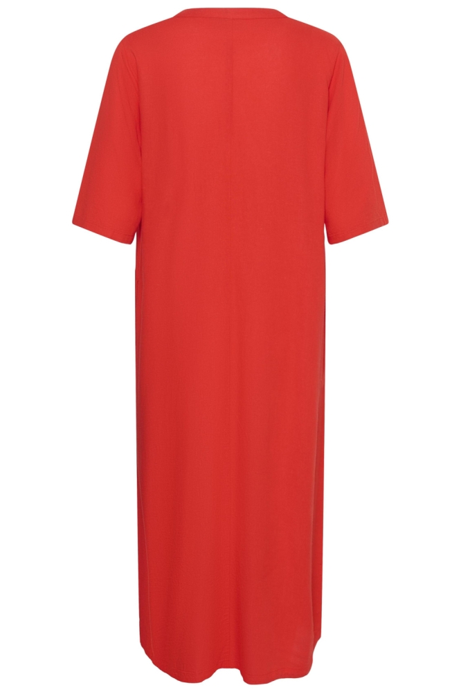 Kaffe rode dames jurk | Achteraanzicht