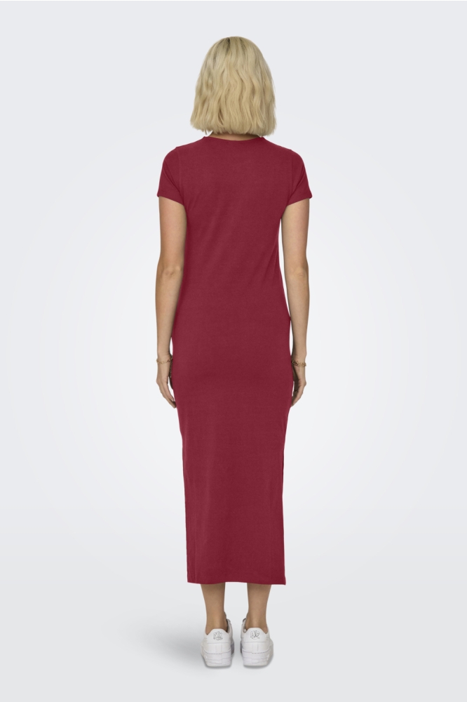 Jacqueline de Yong bordeaux dames jurk | Model achteraanzicht