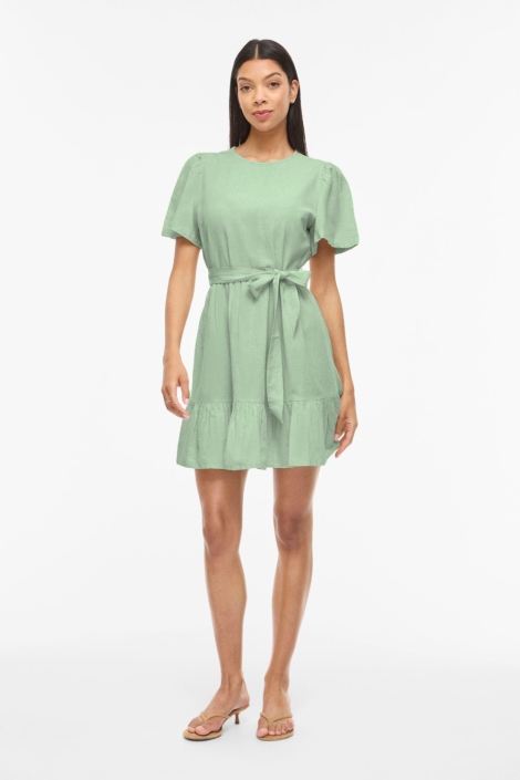 Vila groene dames jurk | Model vooraanzicht