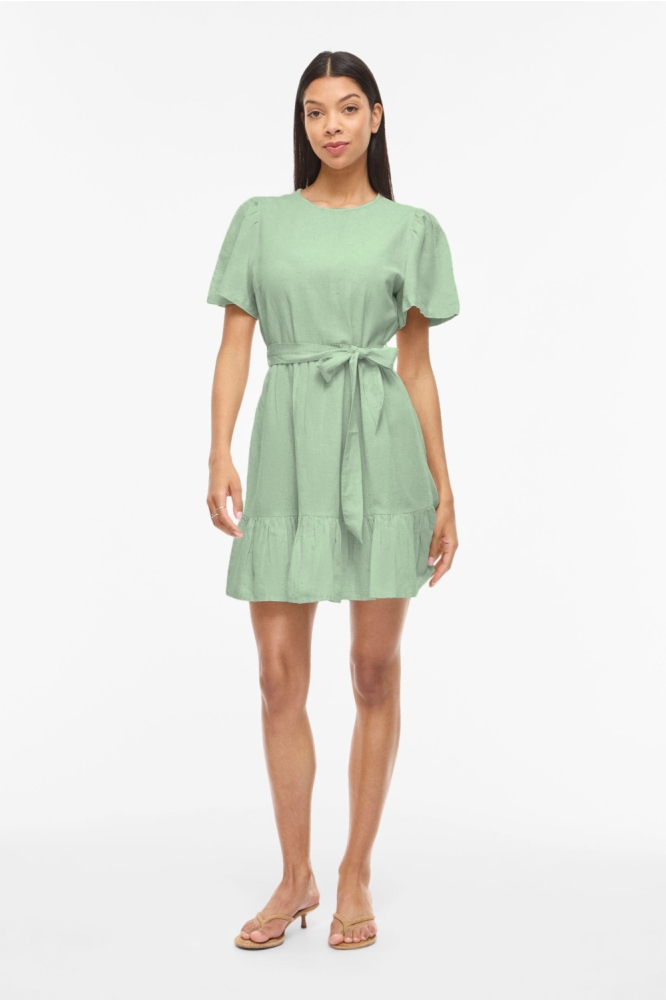 Vila groene dames jurk | Model vooraanzicht