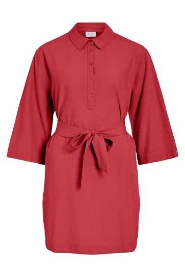 Vila Jurk VIPRISILLA 3/4 LOOSE SHIRT DRESS/VO 14113576 HIBISCUS