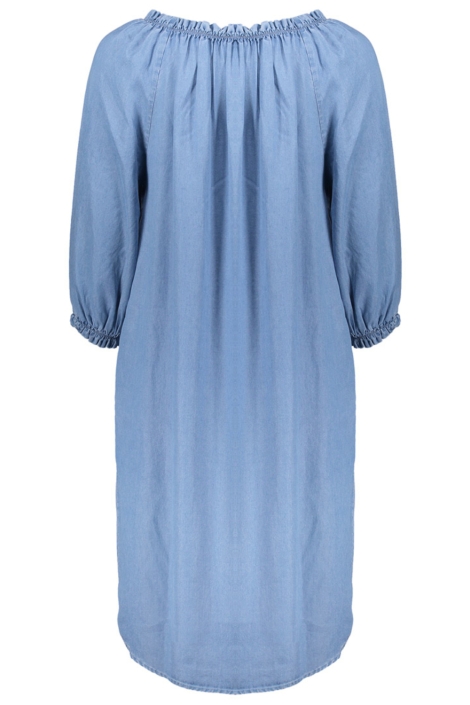 Geisha blauwe dames jurk | Achteraanzicht